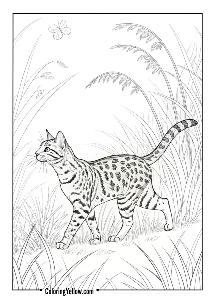 Bengal Walking in Grass