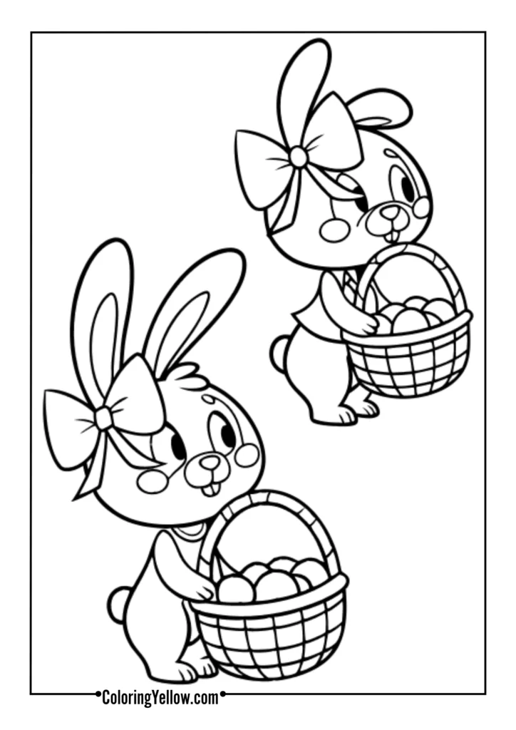 Bunnies with baskets and bows