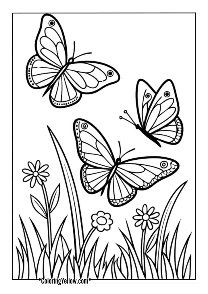 Butterflies in flower fields