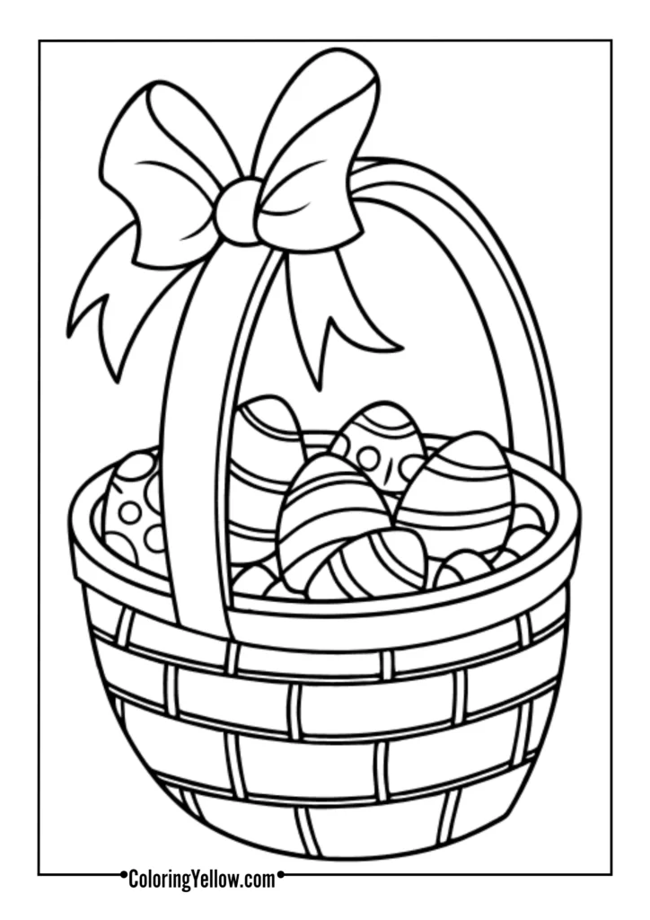 Candy-filled baskets tied with ribbons