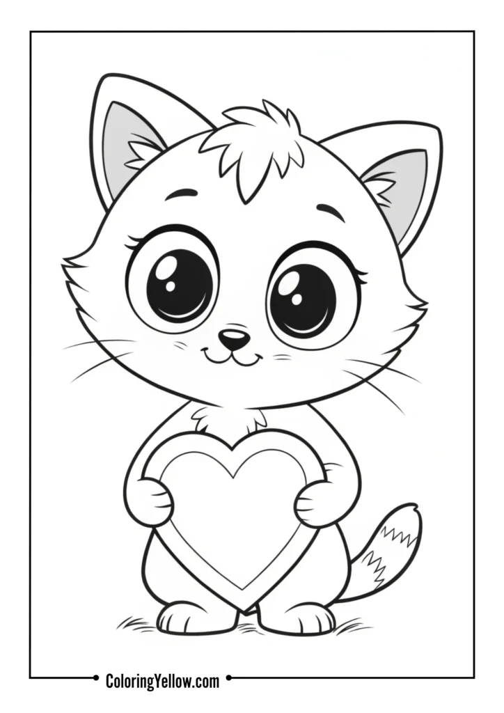 Cat Holding Heart