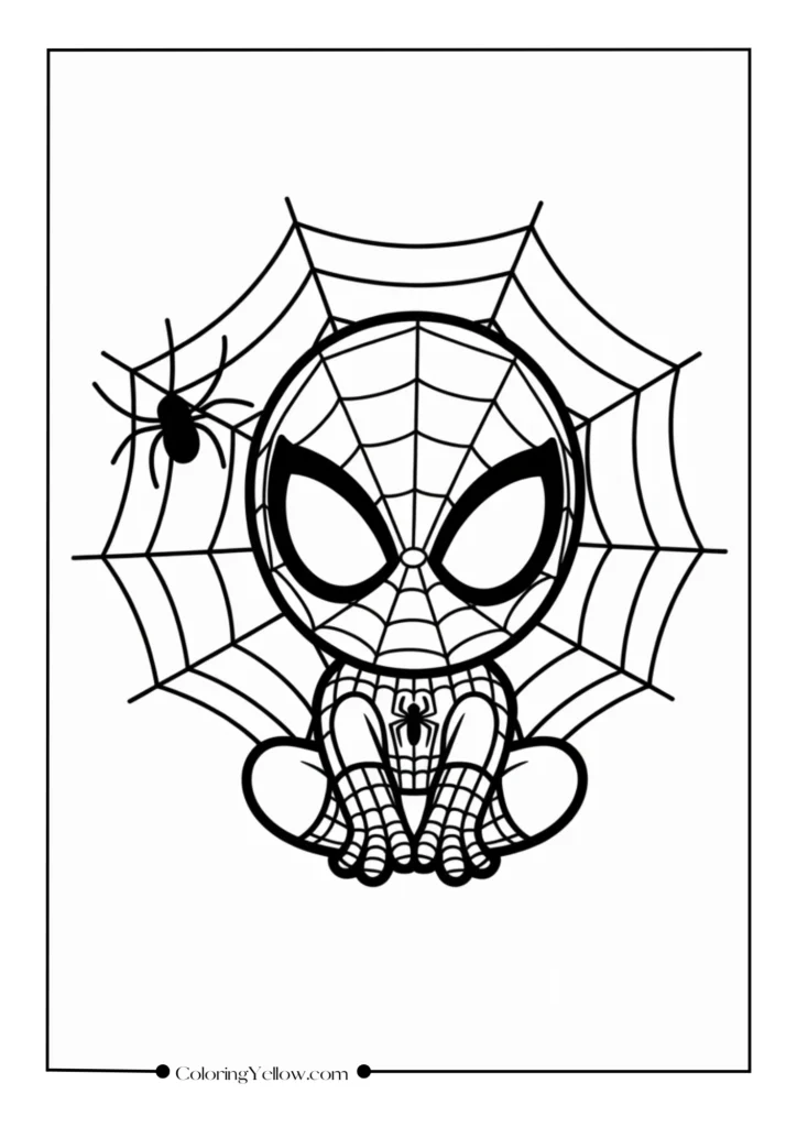 Chibi-Style Spider-Man Sitting Peacefully