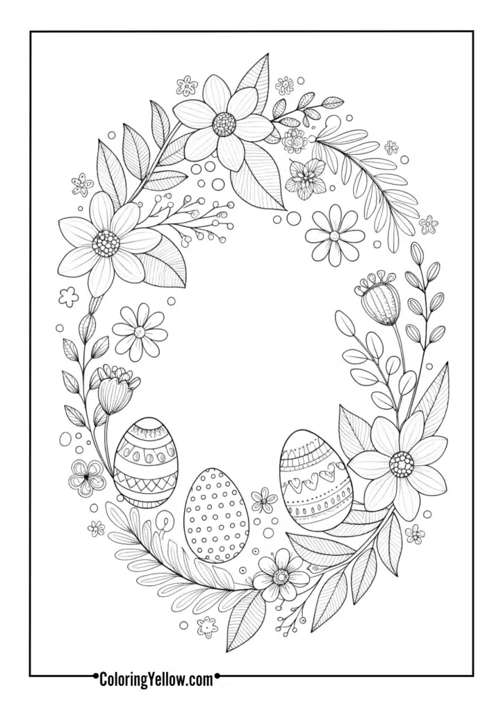 Floral wreaths with Easter eggs