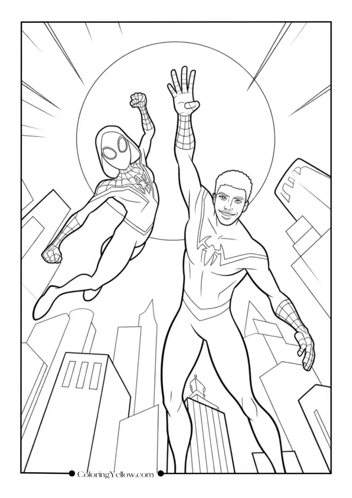 Ghost-Spider and Miles Morales Team-Up Pose