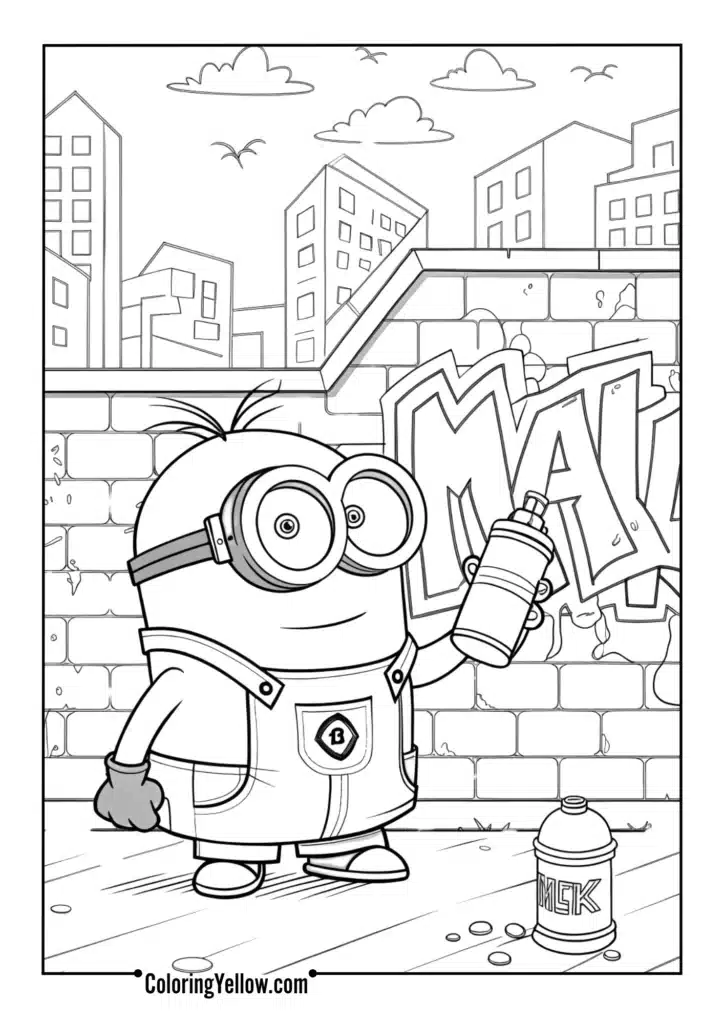 Graffiti Minion with Urban Background