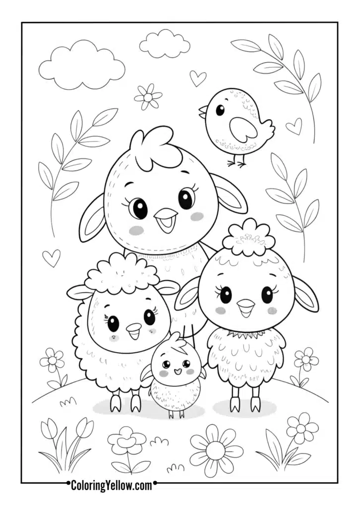 Happy chicks and lambs