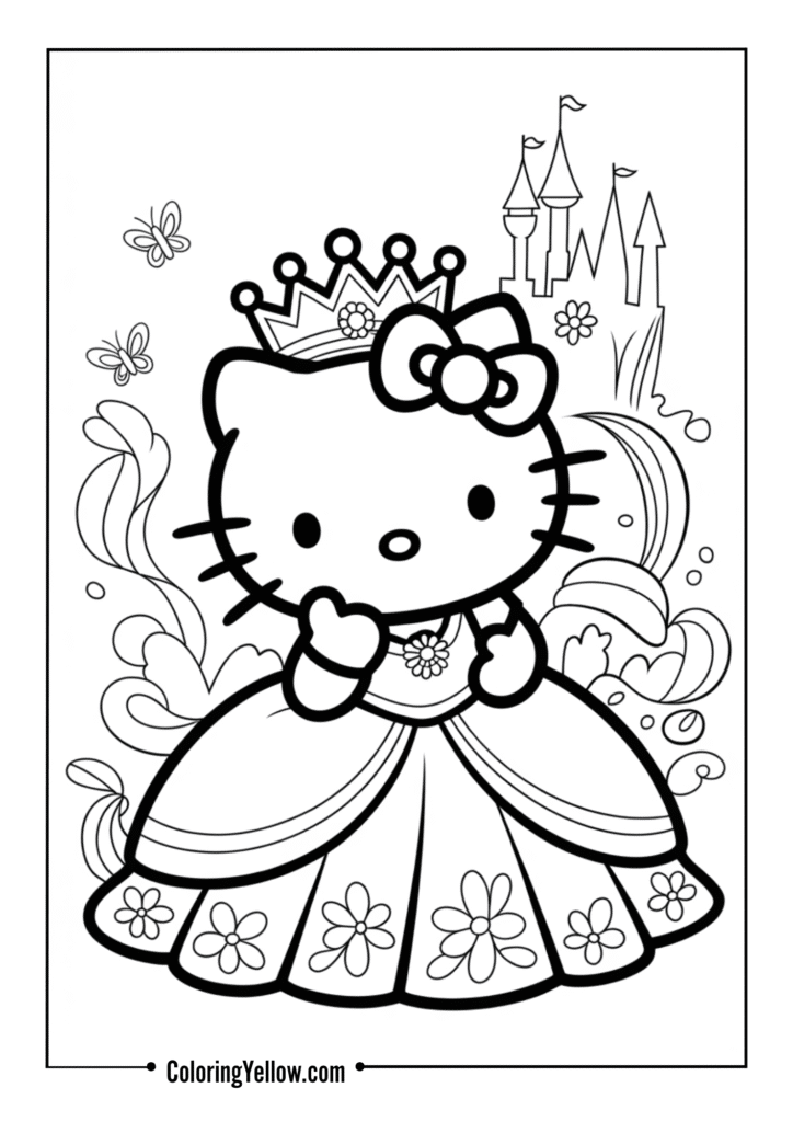 Hello Kitty dressed as a princess 