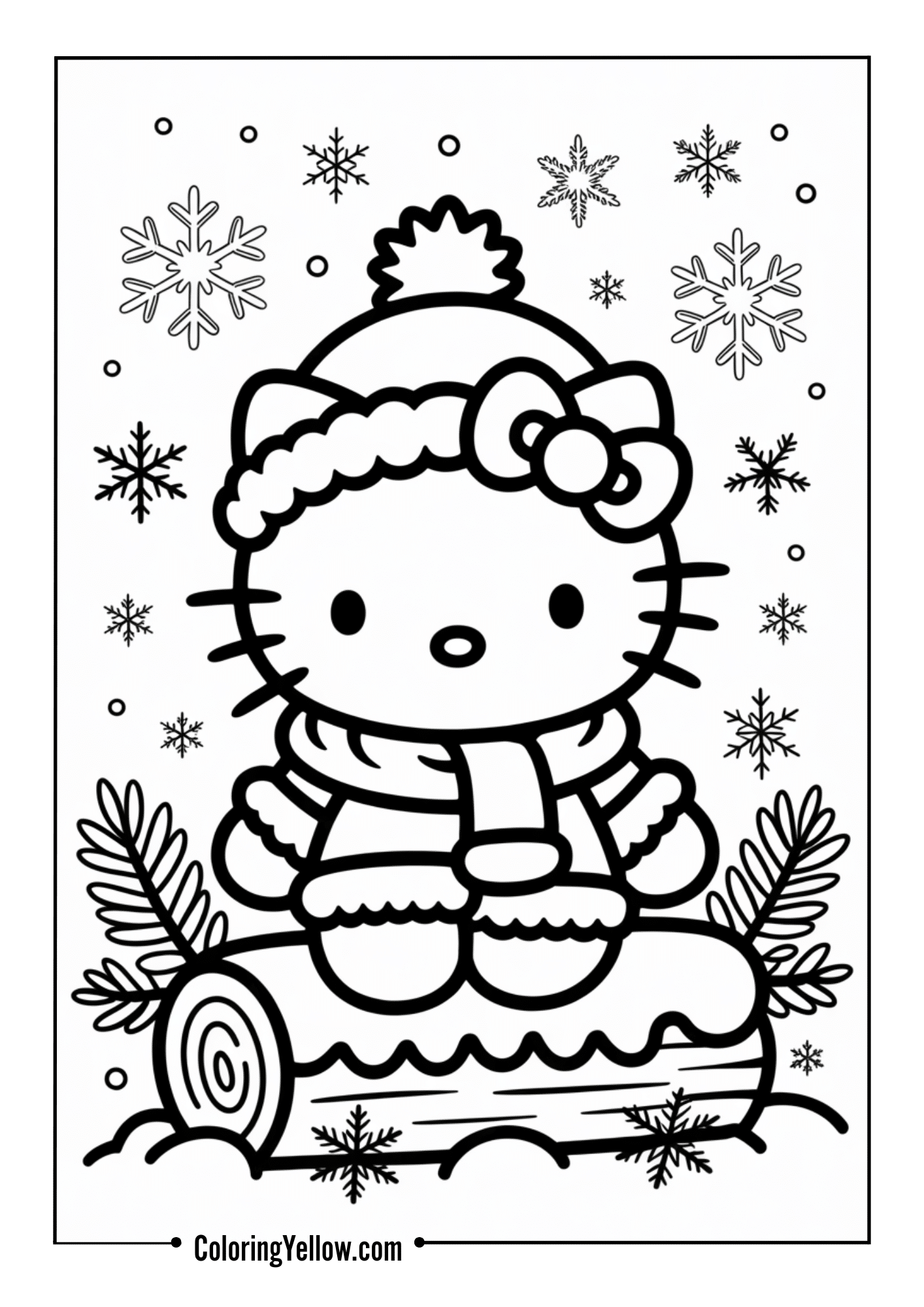 Hello Kitty in a cozy winter outfit
