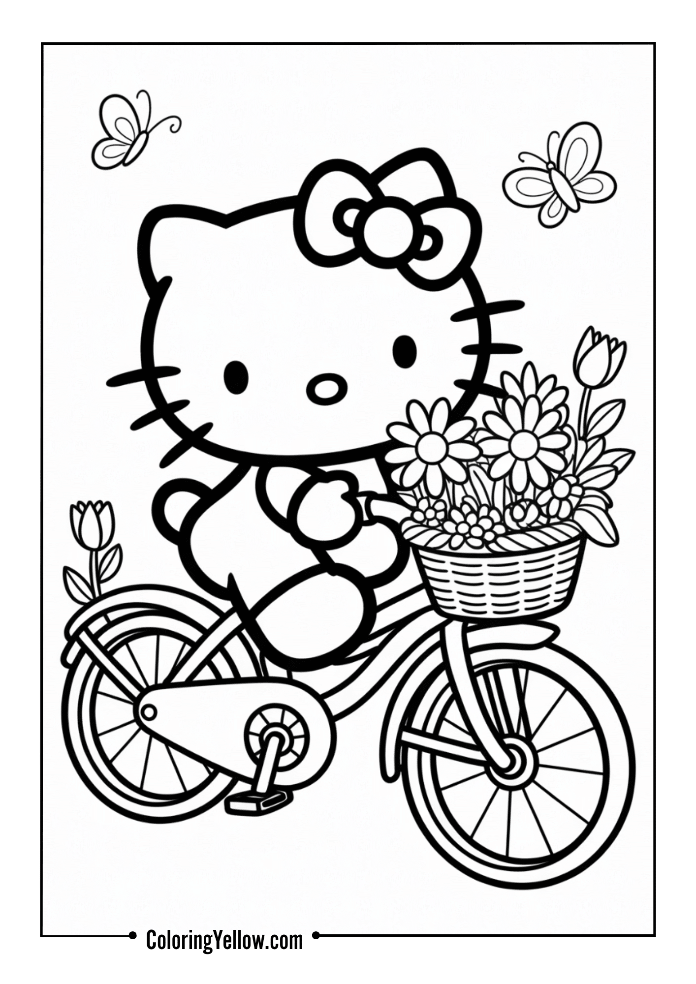 Hello Kitty riding a cute bicycle