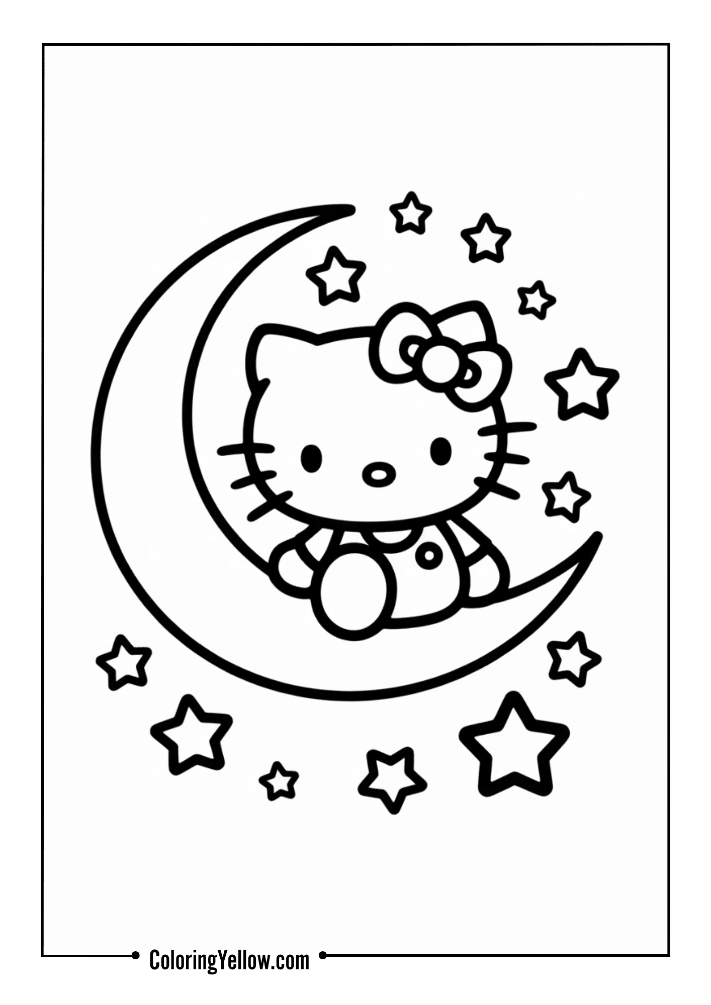 Hello Kitty sitting on a crescent moon
