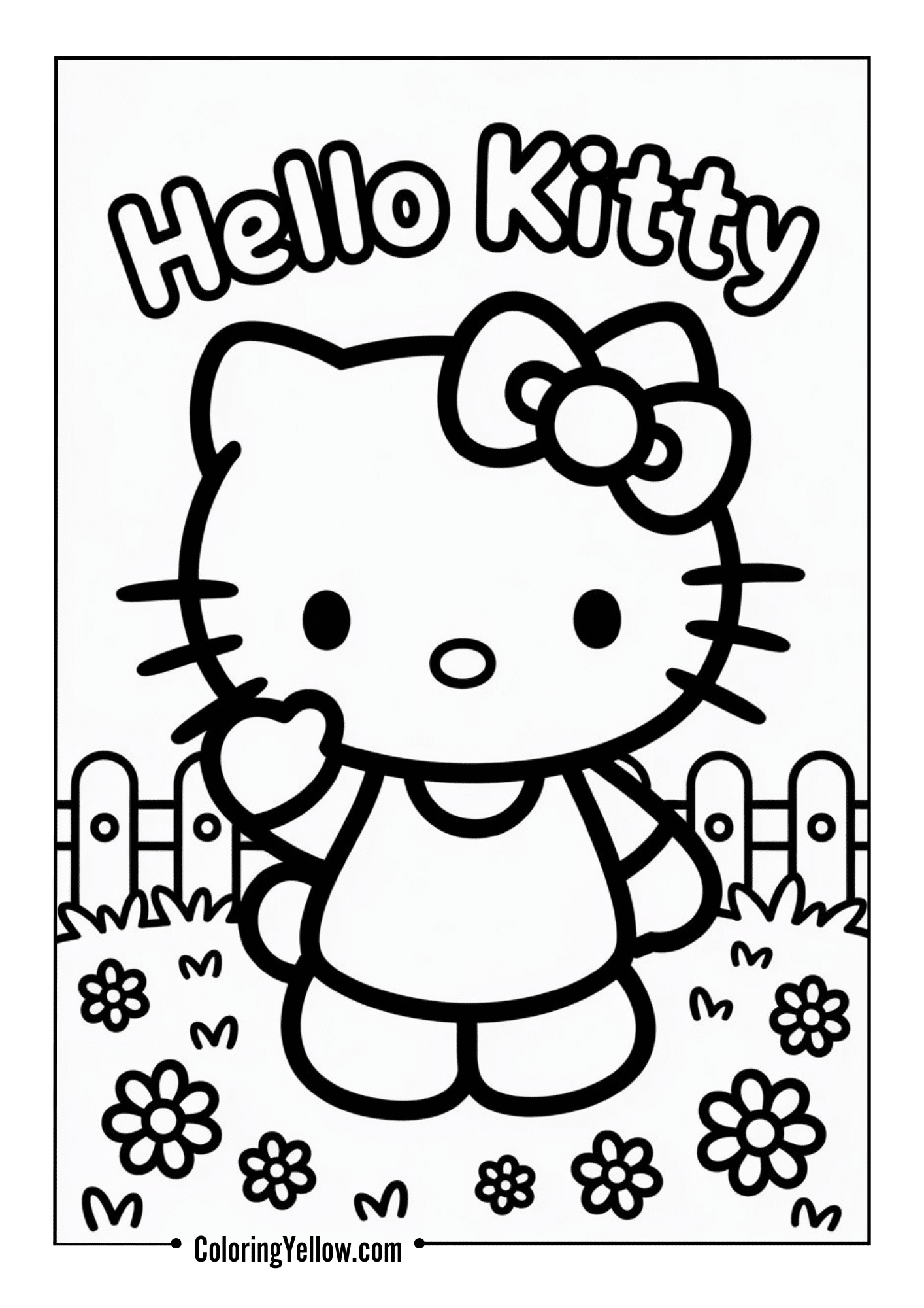 Hello Kitty standing, waving hello