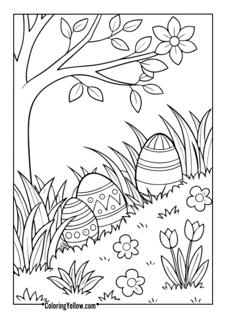 Hidden eggs in garden scenes
