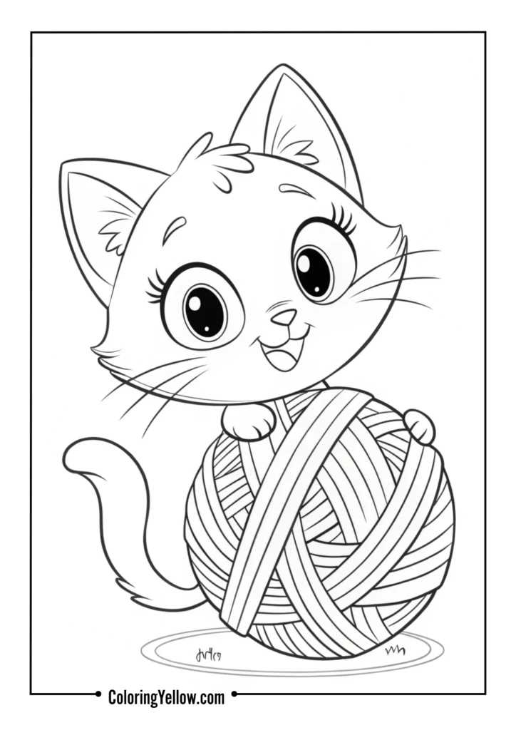 Kitten with Yarn Ball