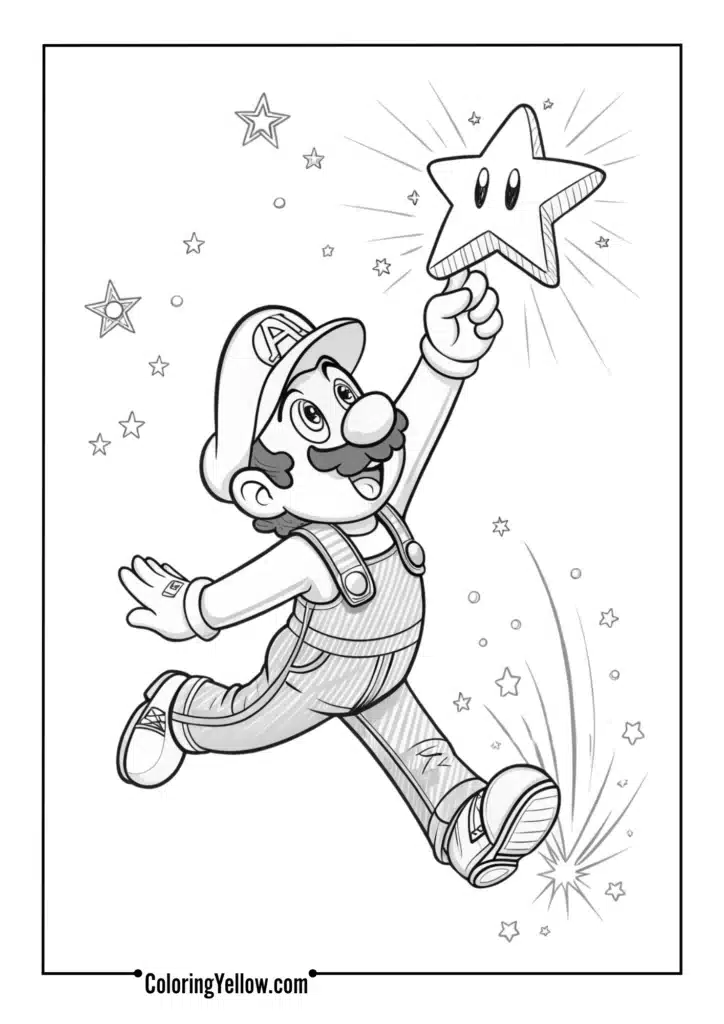 Mario Grabbing Super Star