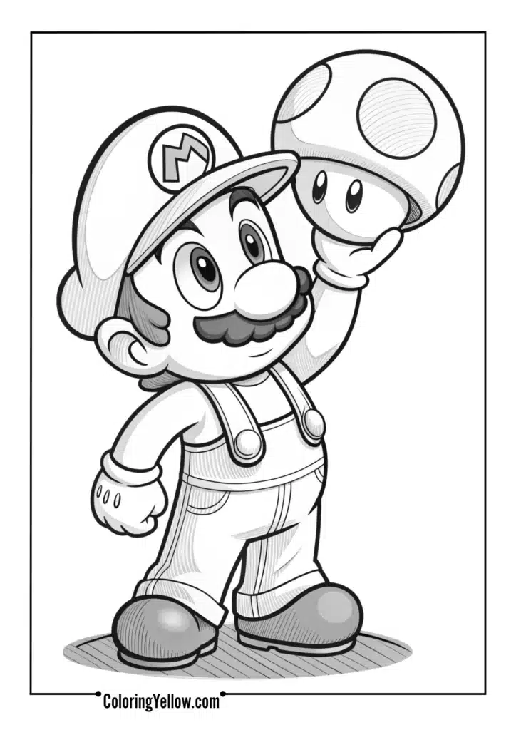 Mario Holding a Super Mushroom