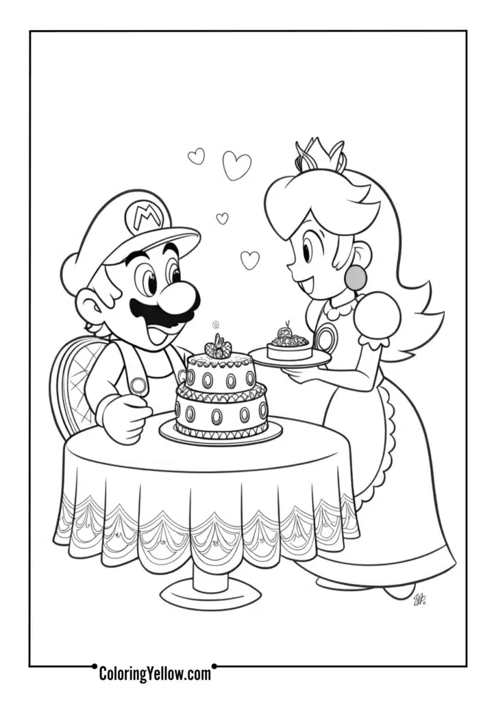 Mario & Peach Sharing Cake