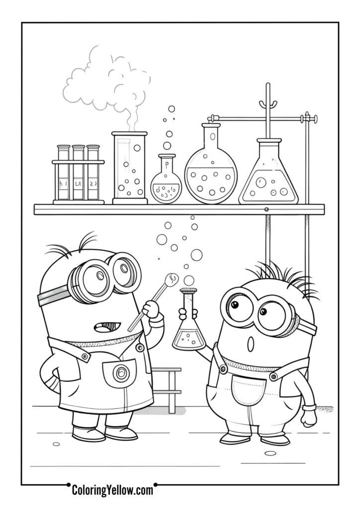 Minions Mixing Potions in Lab