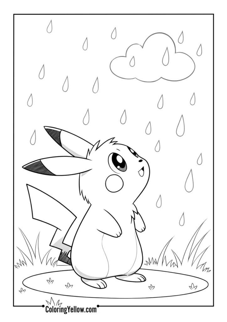 Pikachu and Raindrops