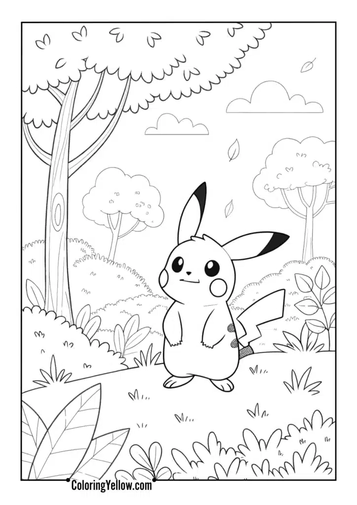 Pikachu in a Forest Scene
