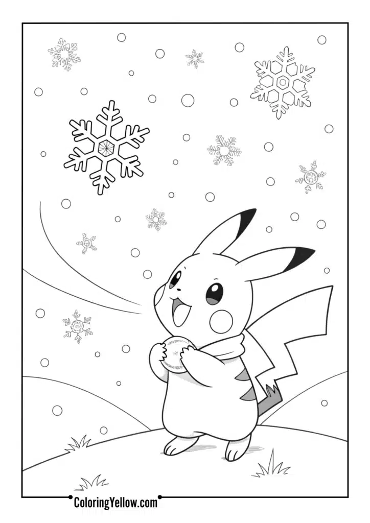 Pikachu with Snowflakes