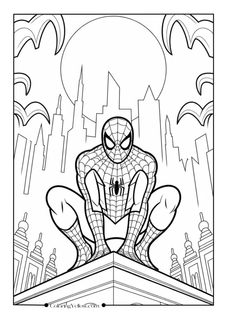 Spider-Man on a Rooftop at Night