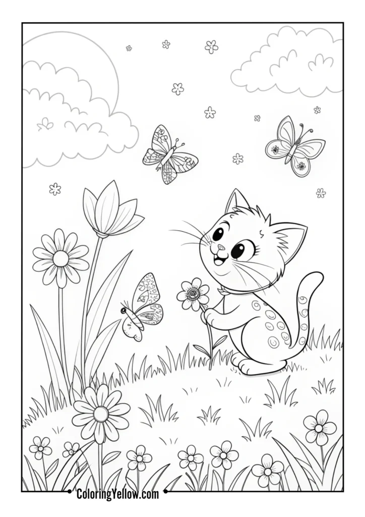 Spring Cat with Butterflies