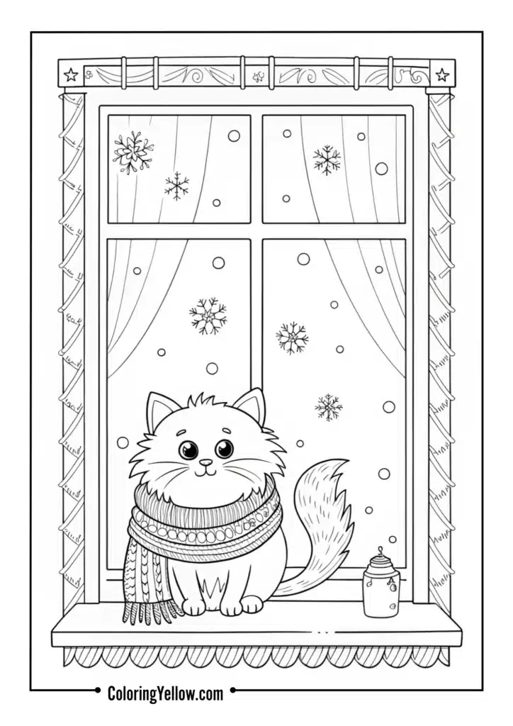 Winter Cat in Scarf