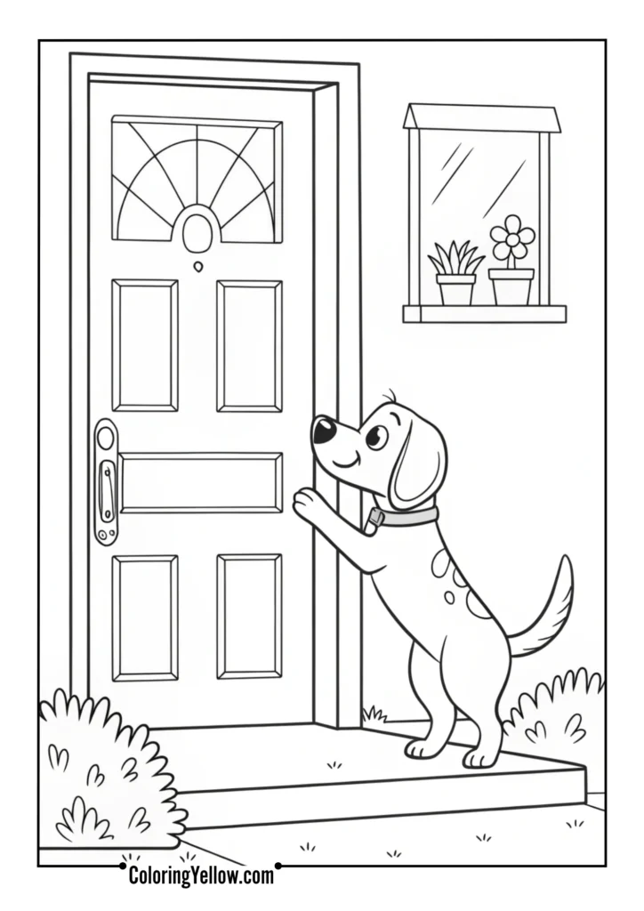 Dog Greeting Owner at Door